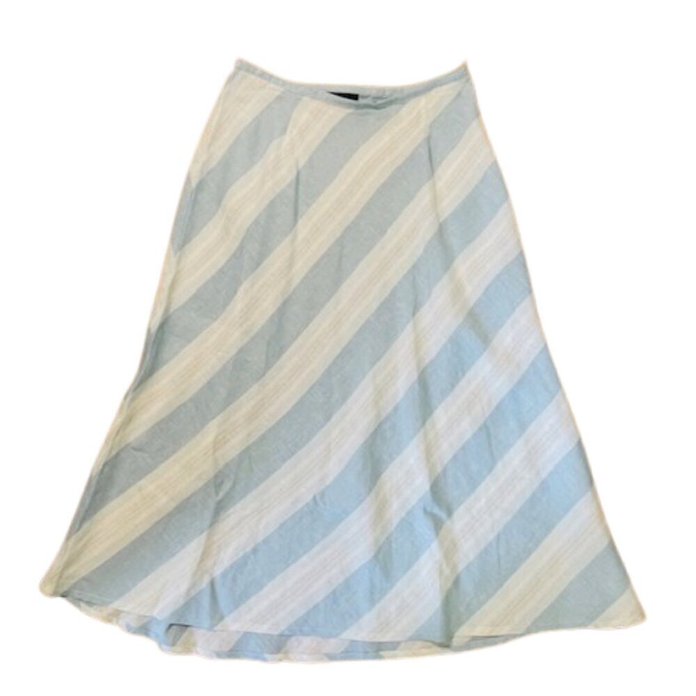 Vintage Liz Claiborne Sport Womens 100% Linen Bias Stripe Maxi Skirt 16